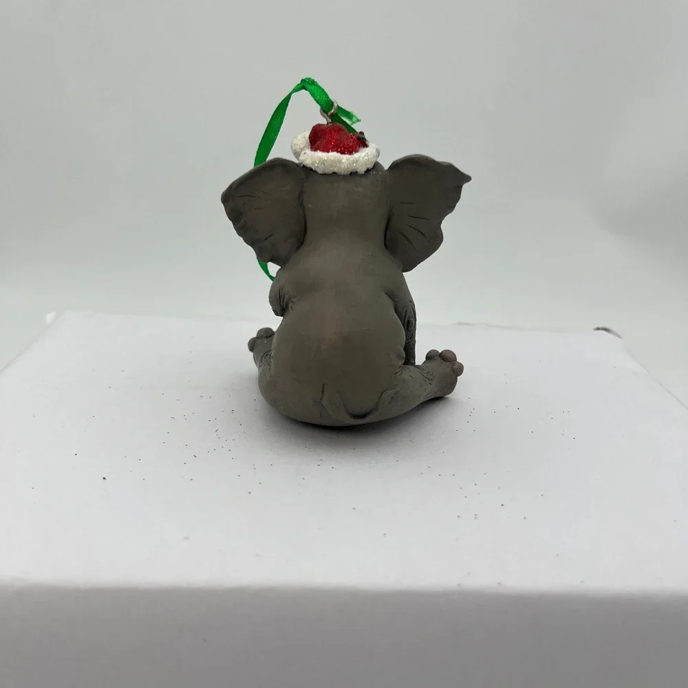 Danbury Mint Baby Animal Ornaments Elephant Christmas Tree Grey Glitter Hat Tag